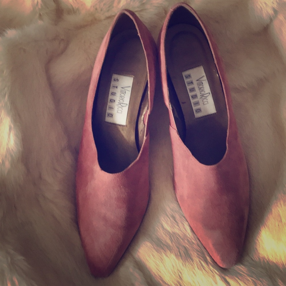 Vittorio Ricci Kitten Heel Suede Slip Ons